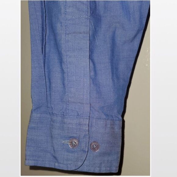 Men Shirt Light Blue Button Down Size 17 34/35 - Picture 10 of 11